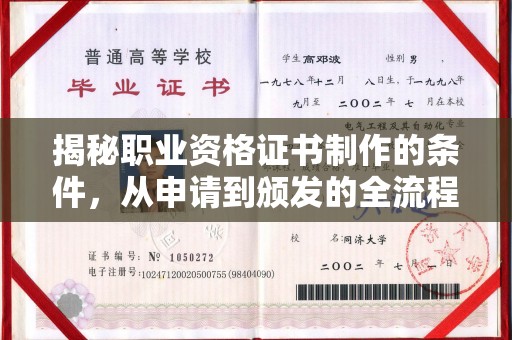 潍城揭秘职业资格证书制作的条件，从申请到颁发的全流程解析